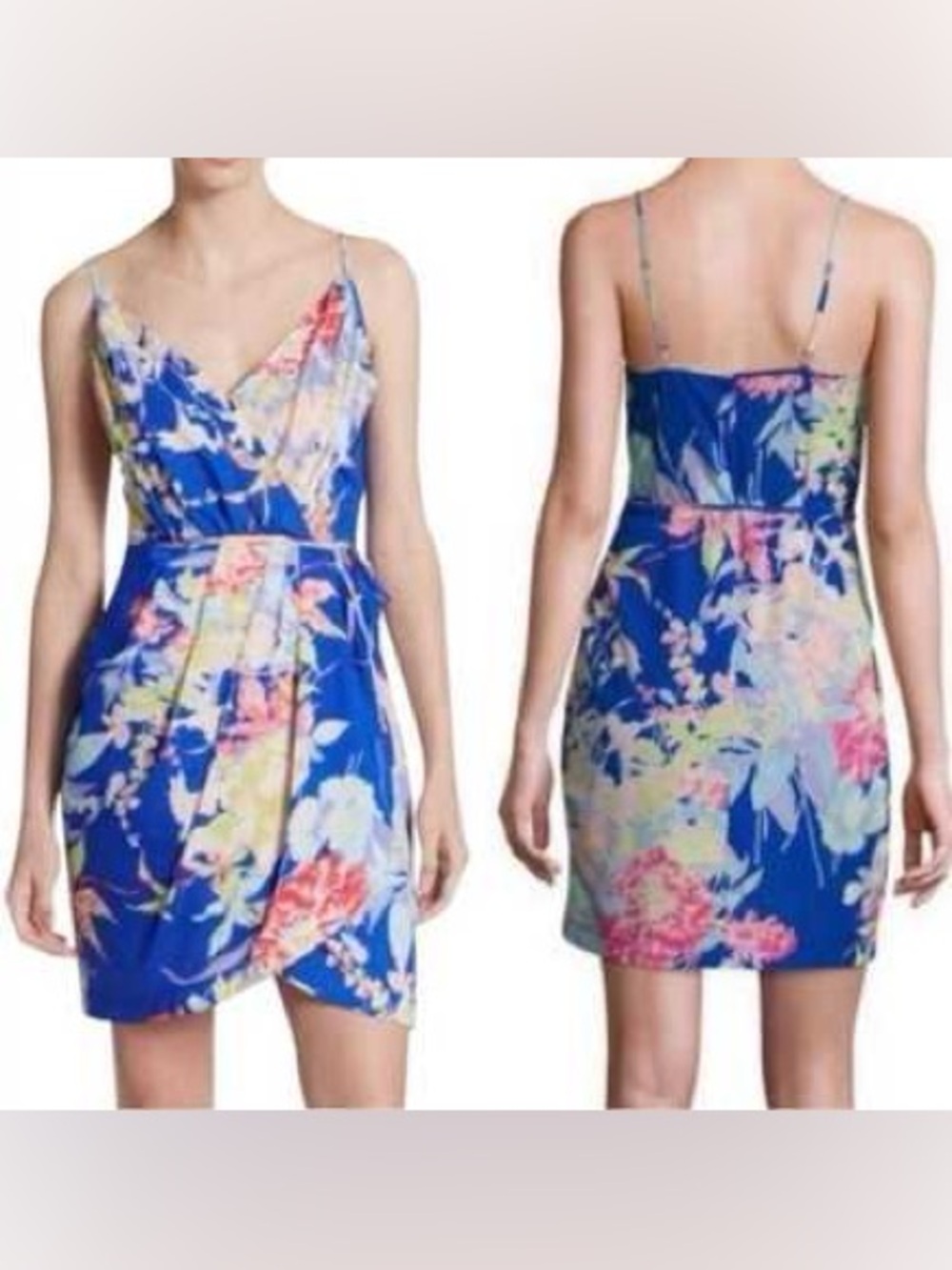 Yumi Kim Jayne faux wrap dress size small blue purple pink botanical